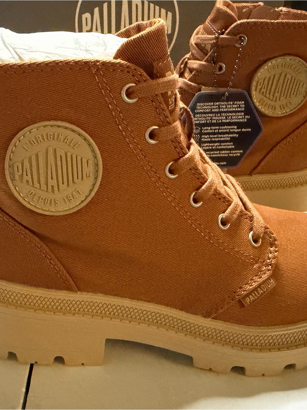 Palladium Women’s Canvas Ankle Boots in Rust Tan
